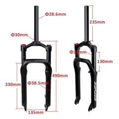 Addshox 20 Inch Air Shock Absorbe Front Fork for 4.0'' Fat Tires