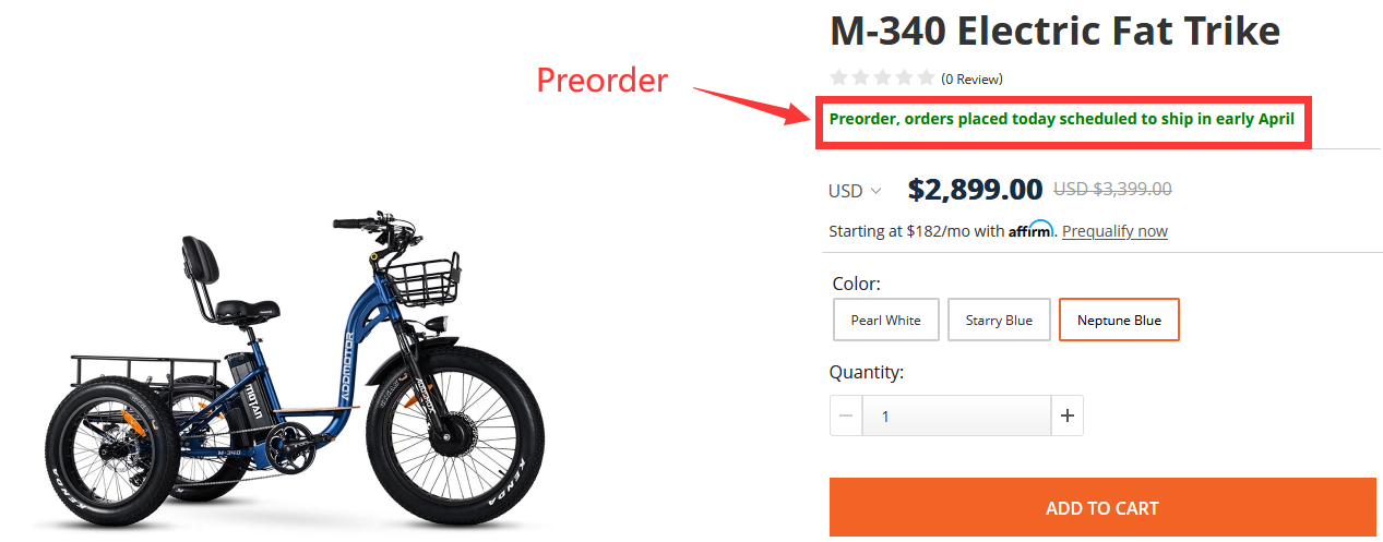 m-340 etrike as example for preorder 