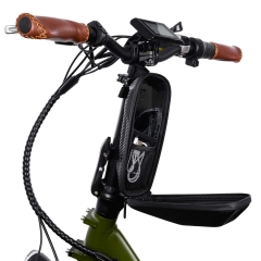 Side view of a storage bag mounted on an e-bike