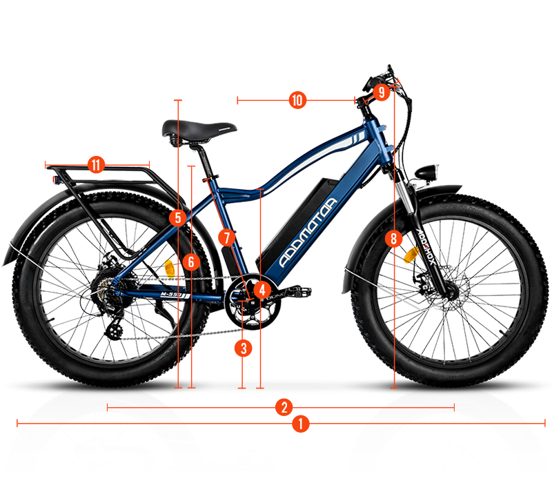 Addmotor M-550 All Terrain Fat Tire Electric Bike Measurements