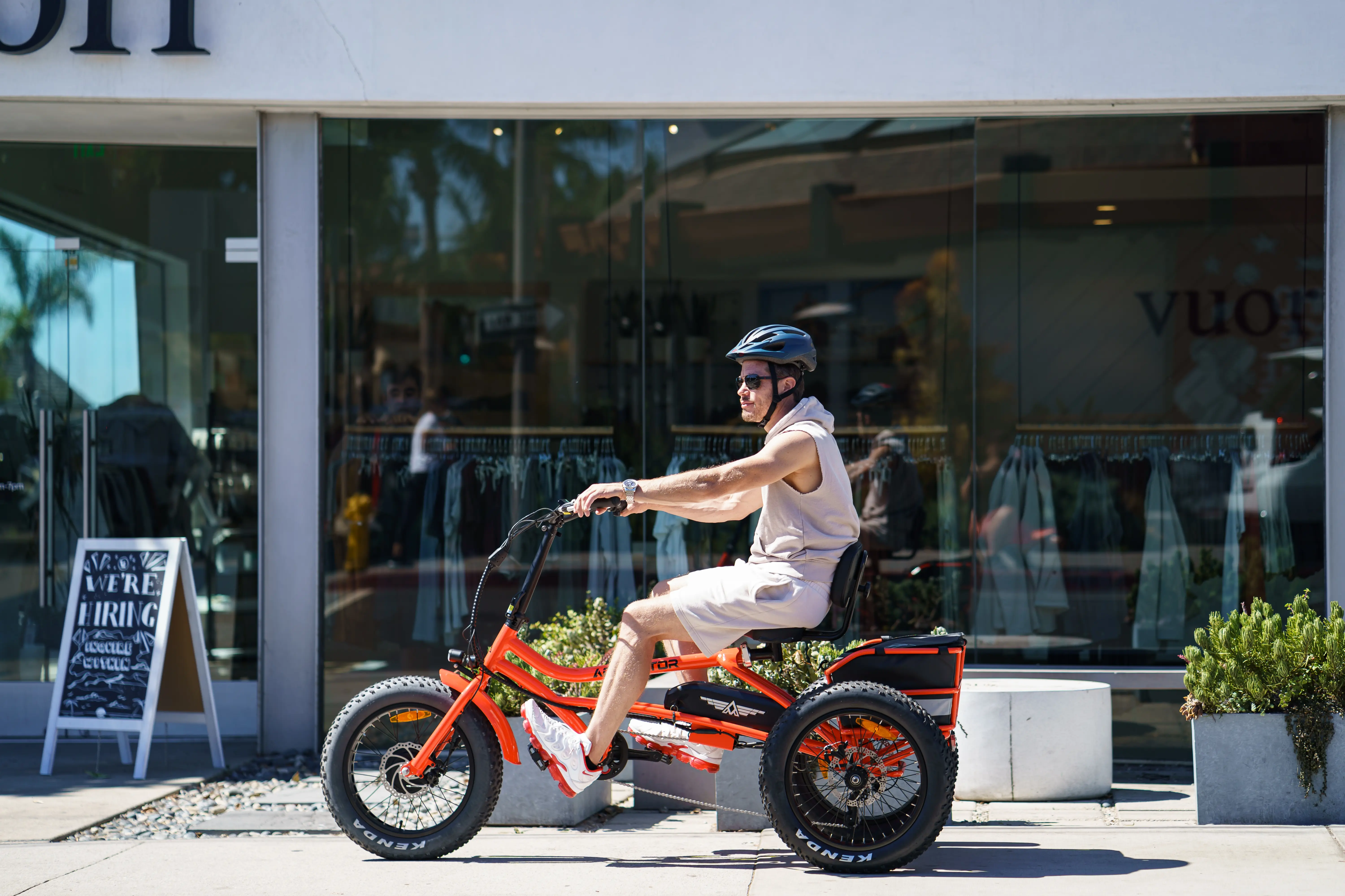 World-first Semi-Recumbent M-360 Electric Trike In Orange