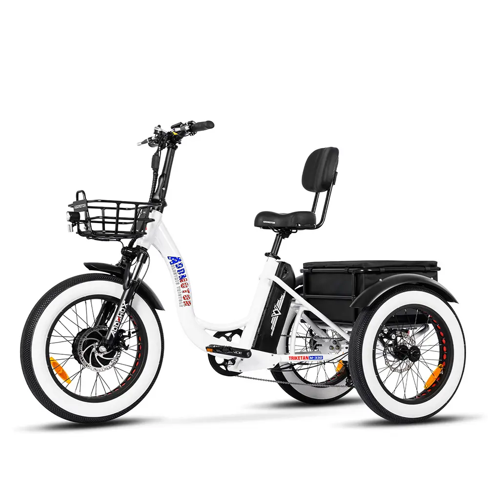 Trike M-330 Fat Tire Electric Trikes for Adults In Pearl White