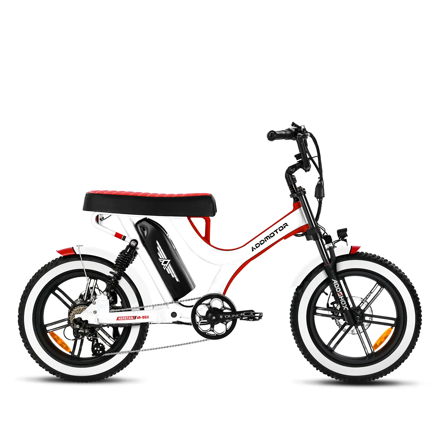 Addmotor HEROTAN M-65X Moped Electric Bike, 48V20Ah Long Range Battery up to 105+ Miles per Charge，EB 2.0 Samsung (21700-5000mah), Pearl White-image-M-65X-PW