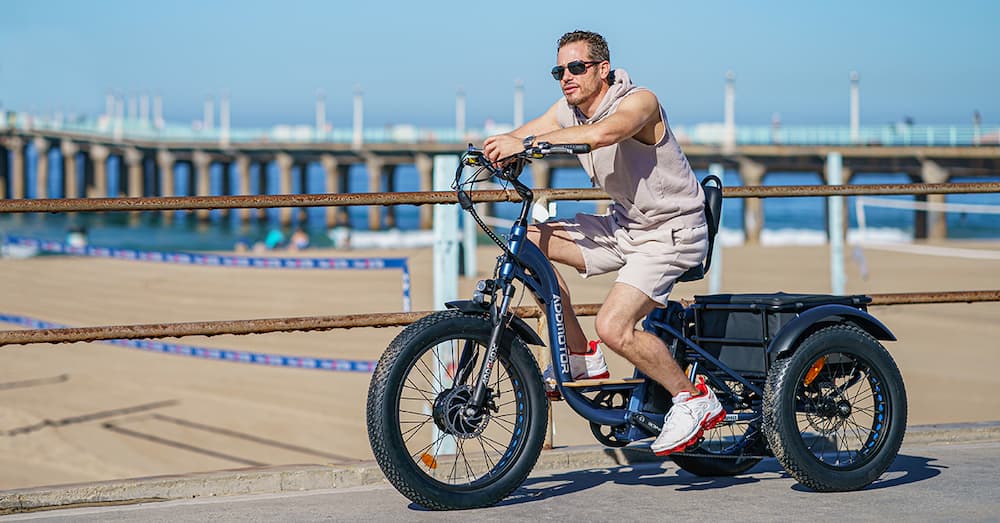 Grandtan M-340 Electric Fat Tire Trike In Neptune Blue
