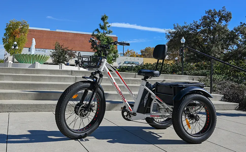 TRIKETAN M-350 Fat Tire Electric Tricycle for Adults Pearl White