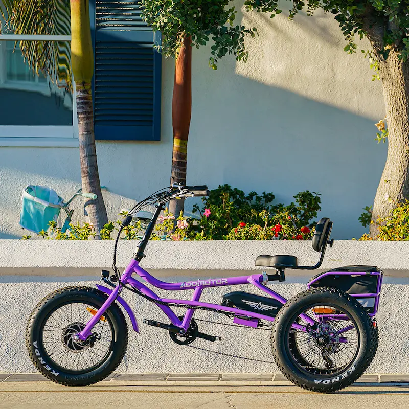 World-first Semi-Recumbent M-360 Electric Trike In Purple