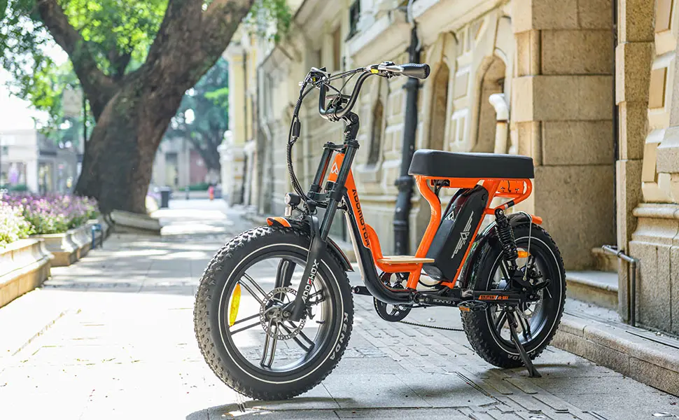 SOLETAN M-66X Full Suspension Electric Moped Bike For Adults - Orange
