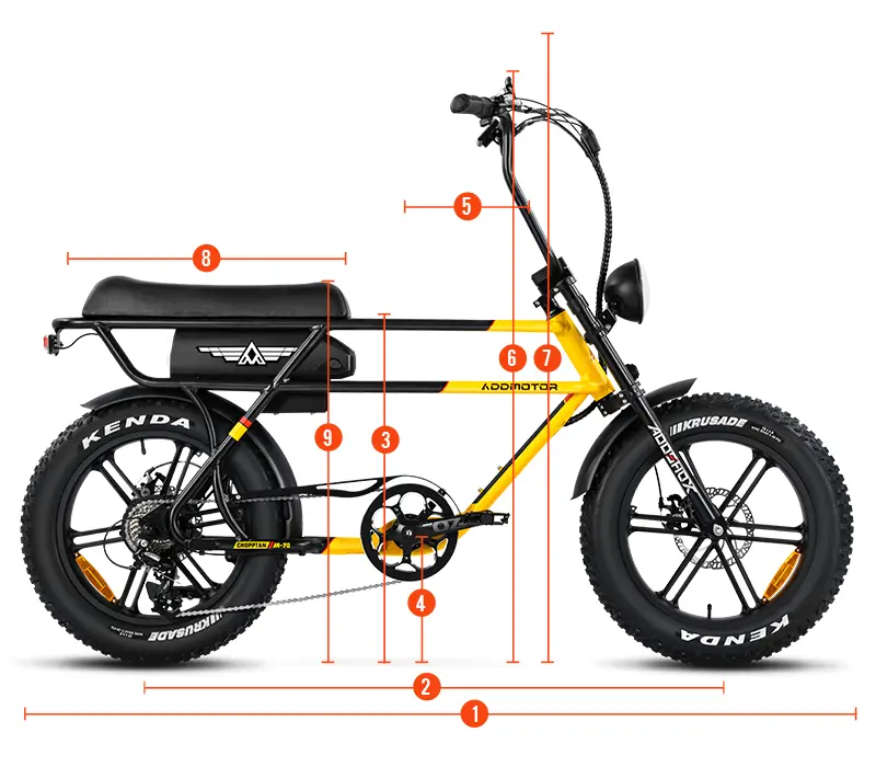 cruiser ebike chopptan m70 measurement