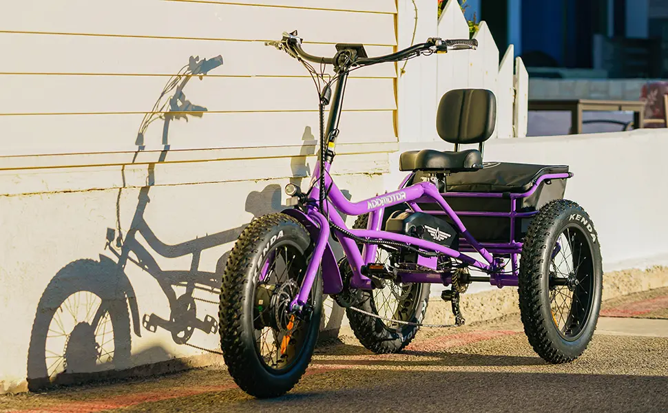 World-first Semi-Recumbent M-360 Electric Trike In Purple
