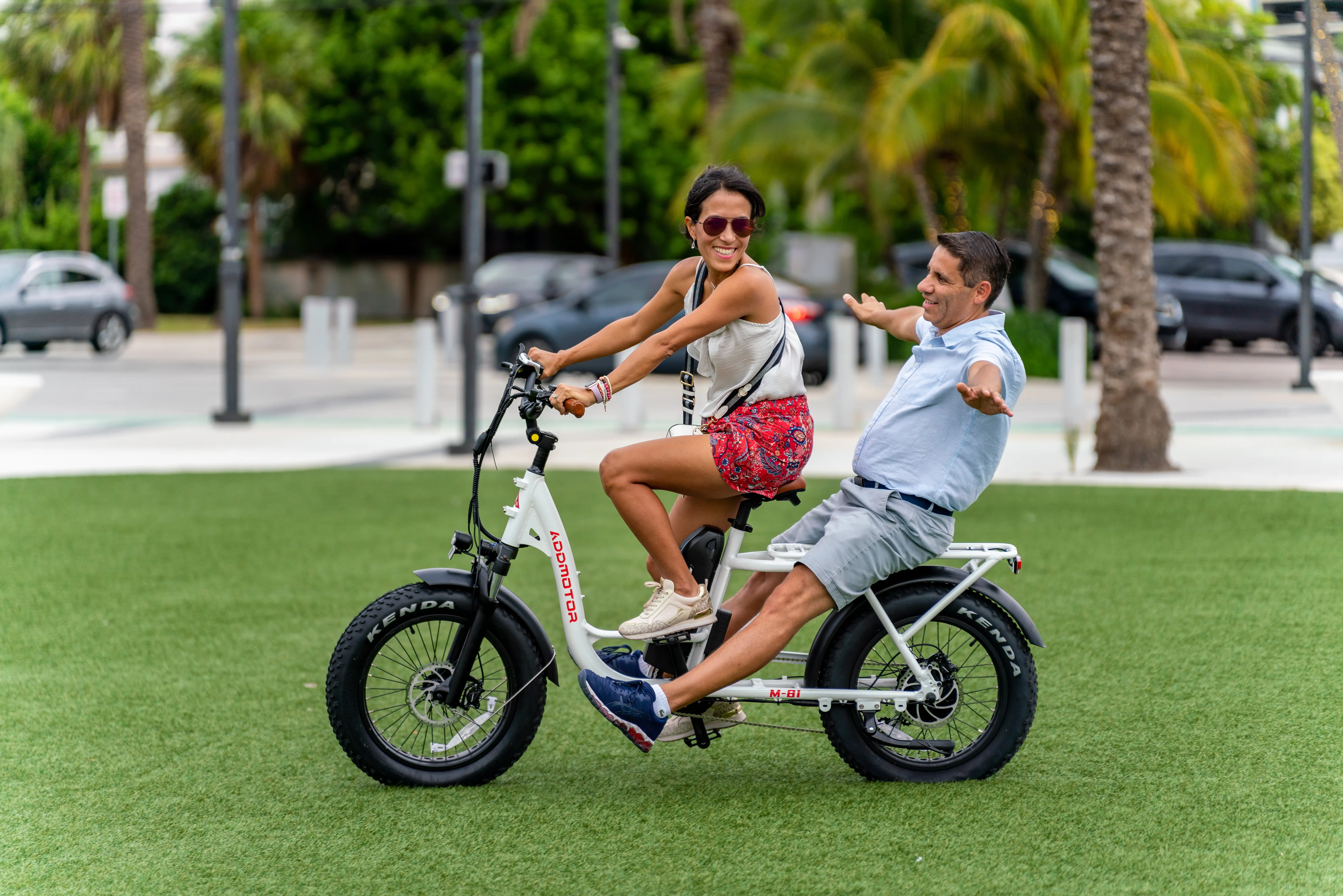 M-81 Step-thru Fat Tire Cargo Electric Bike in ,Pearl White