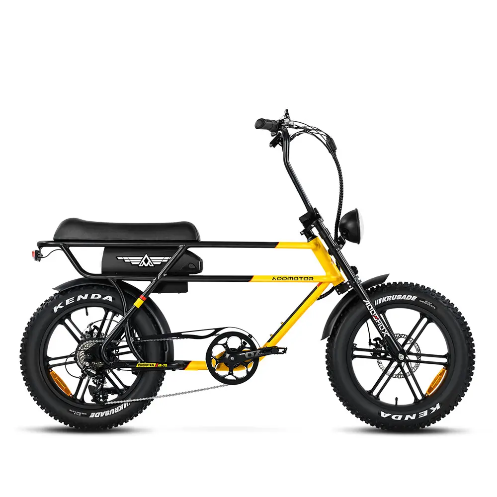 Chopptan M-70 Retro Moped Cruiser Electric Bike In Yellow