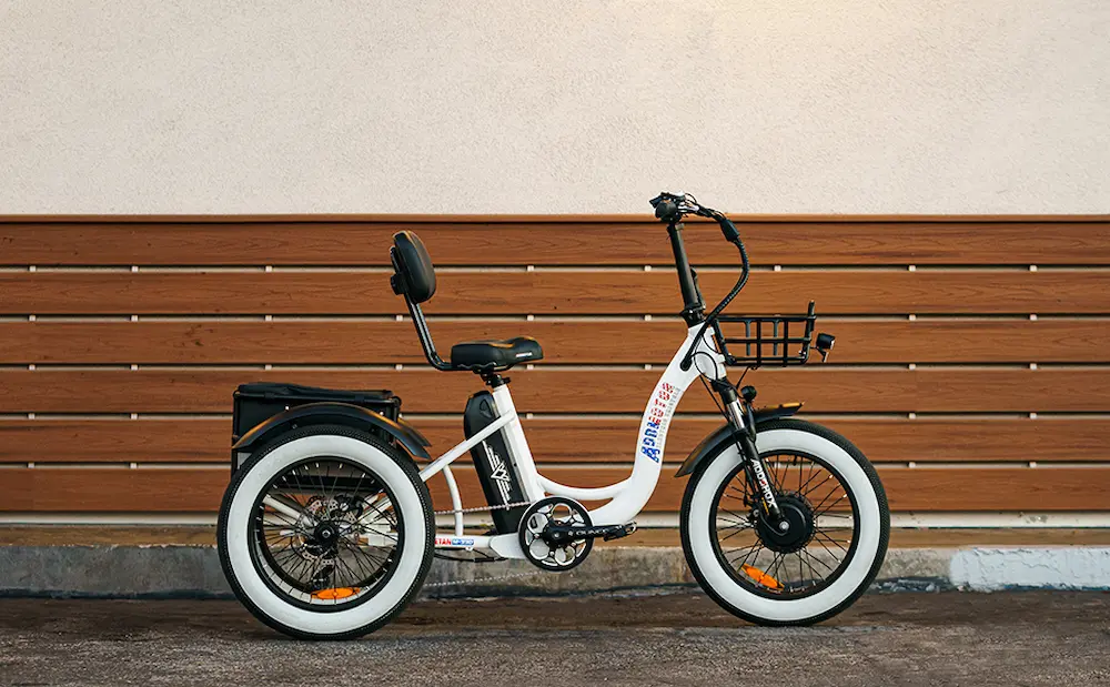 Trike M-330 Fat Tire Electric Trikes for Adults In Pearl White