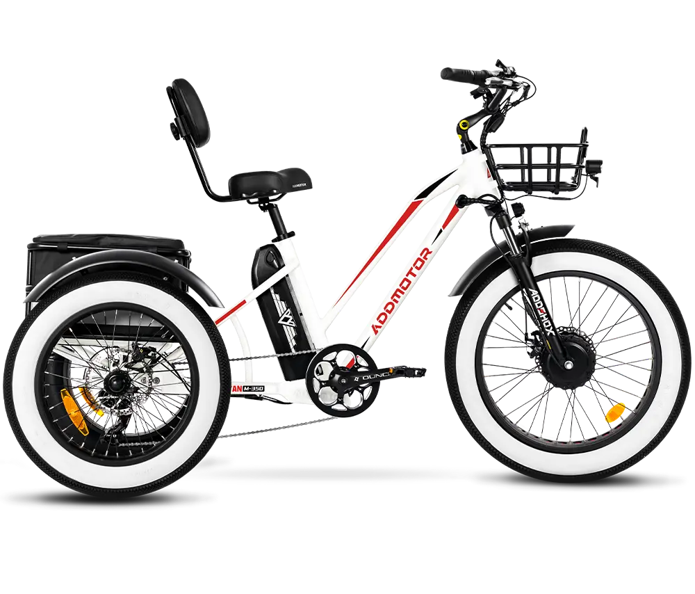 color display of triketan M-350 etrike in white