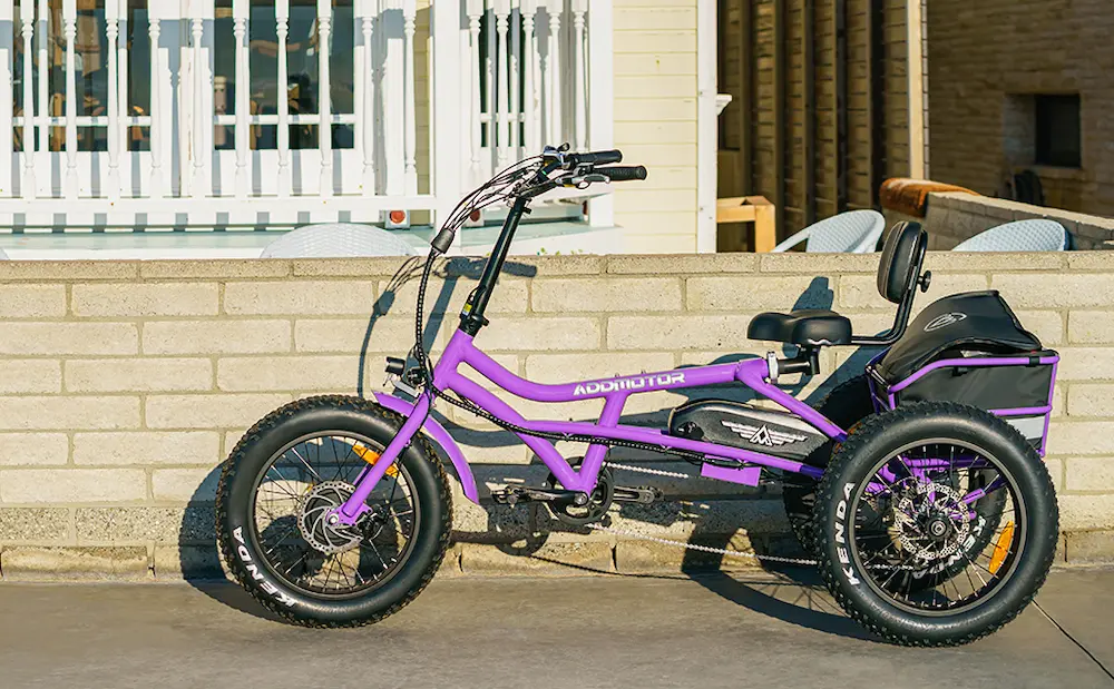 World-first Semi-Recumbent M-360 Electric Trike In Purple