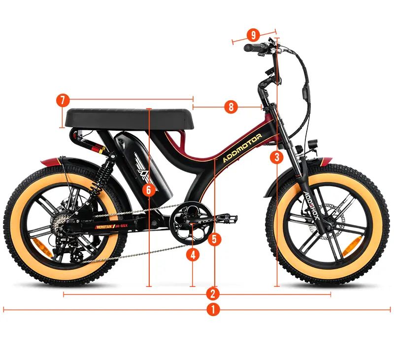 cruiser ebike m65X  measurement