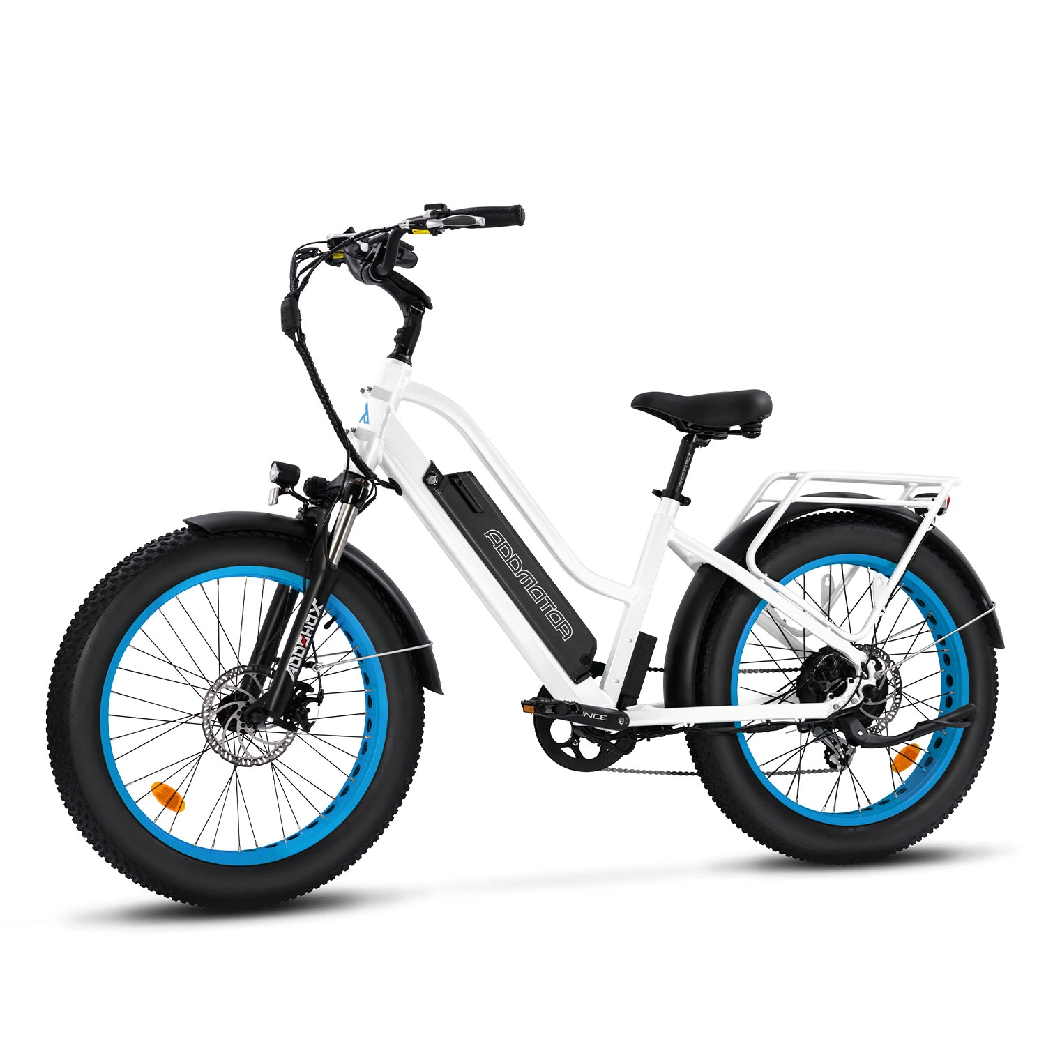 Addmotor M-430 Step Thru Fat Tire 750W Motor 20Ah Battery Cruiser Electric Bike, Pearl White