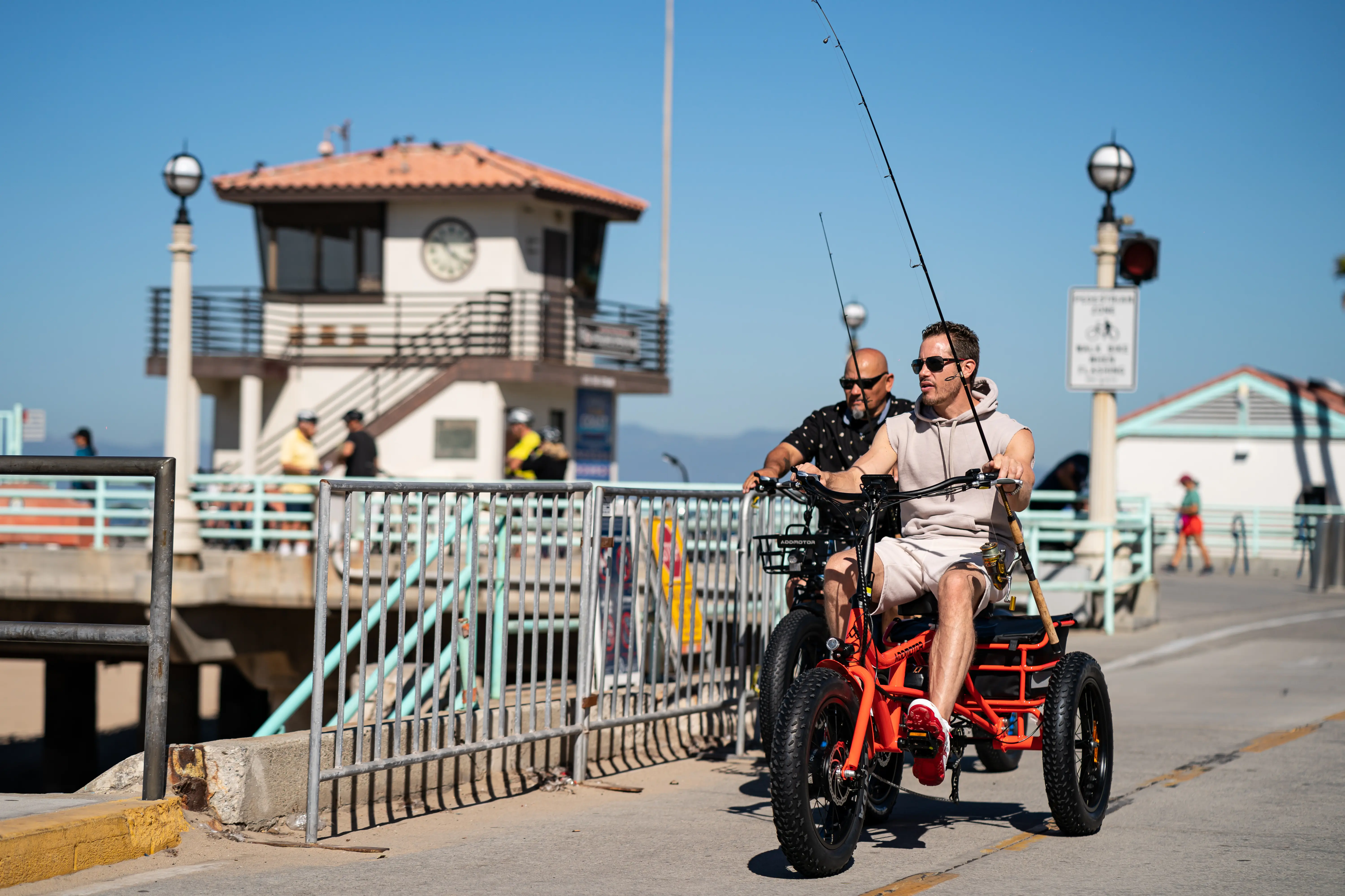 m-360 semi-recumbent fat tire electric trike for adults in Orange