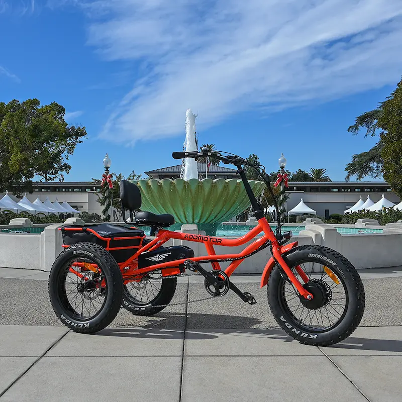 World-first Semi-Recumbent M-360 Electric Trike In Orange