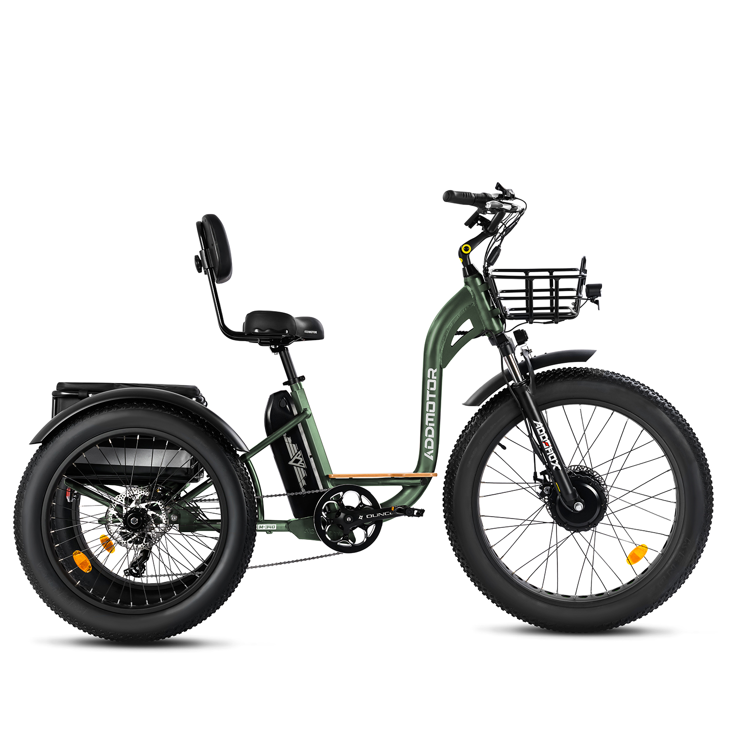Addmotor Grandtan PLUS Trike Bike 2023, Fat Tire Electric Tricycle for Adults with 48V*20AH Battery for up to 85+ Miles, Army Green 2023 New Release-image-PLUS-Etrike-AG