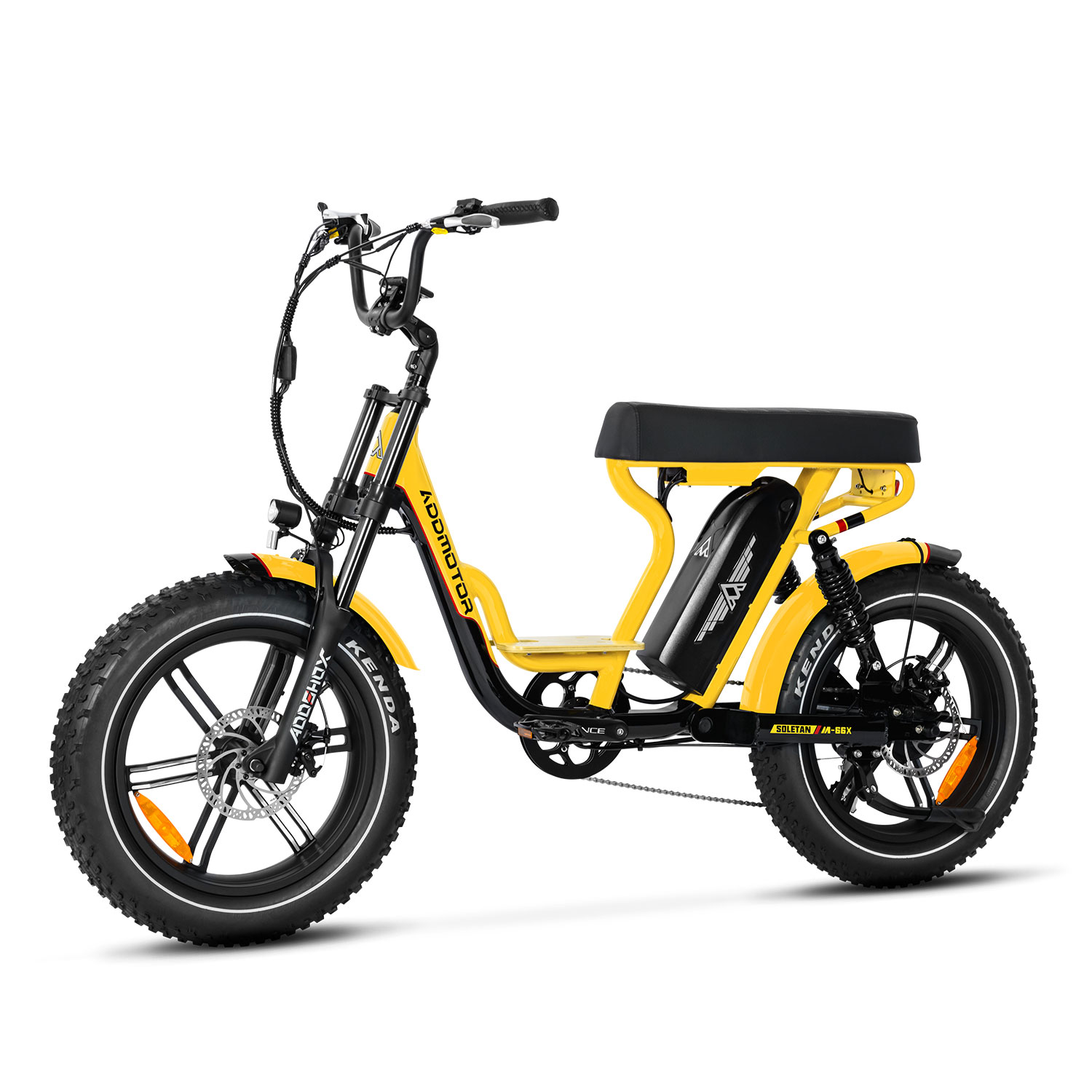 Addmotor SOLETAN M-66X Moped-Style Electric Bike, 48V20Ah Long Range Battery up to 105+ Miles per Charge, Yellow-image-M-66X-SY