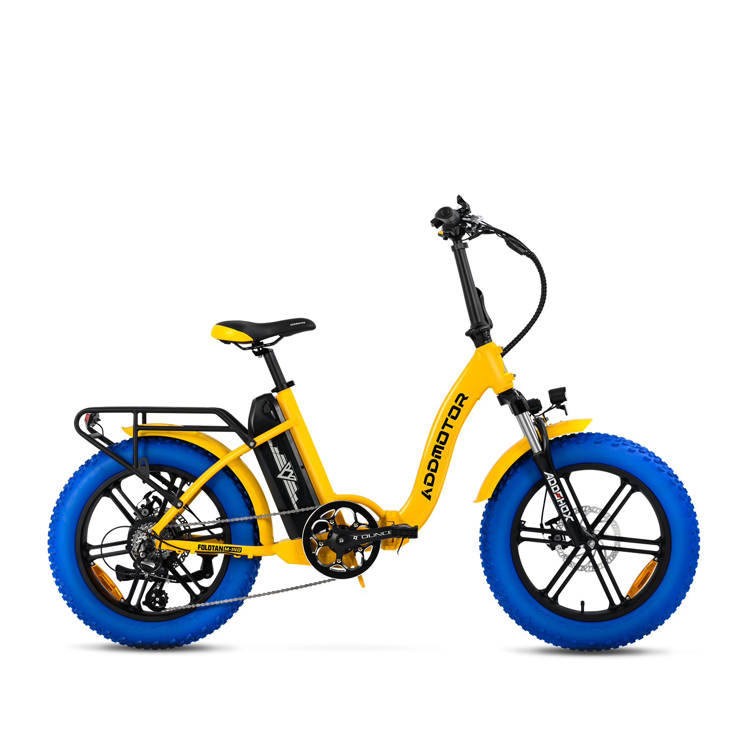 Addmotor Folding Ebike with Fat Tire Foldtan M-140 fat tire Comfortable Folding E-Bike, Yellow-image-M-140-YW