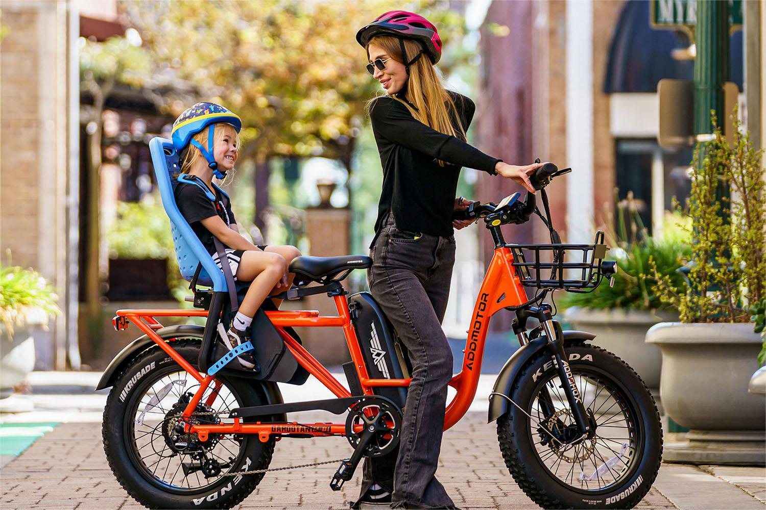 M-81 Step-thru Fat Tire Cargo Electric Bike carrying your kids Ride