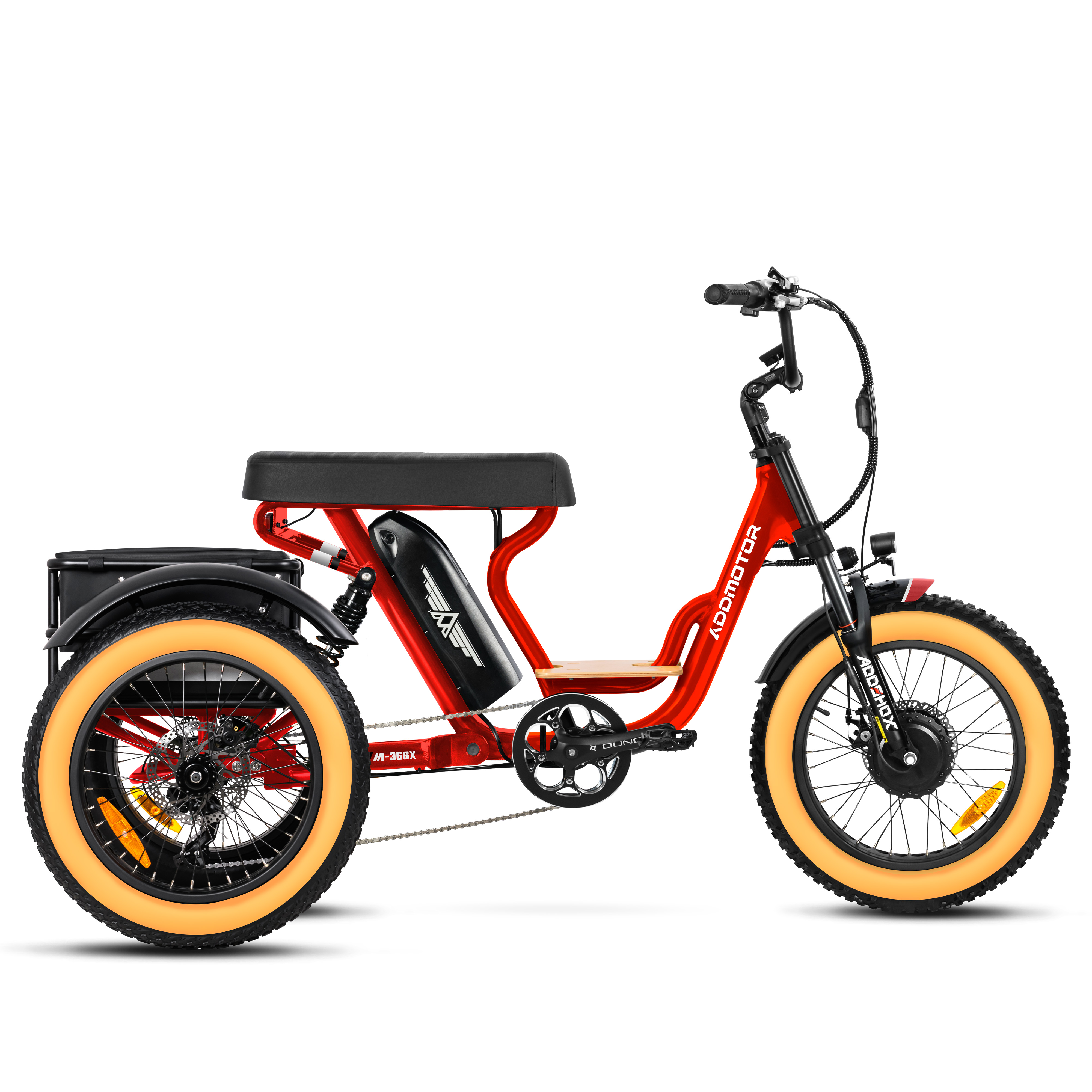 Addmotor Soletri M-366X Etrike for Adult – Fat Tire 3 Wheel Electric Tricycle for Two Person – Red