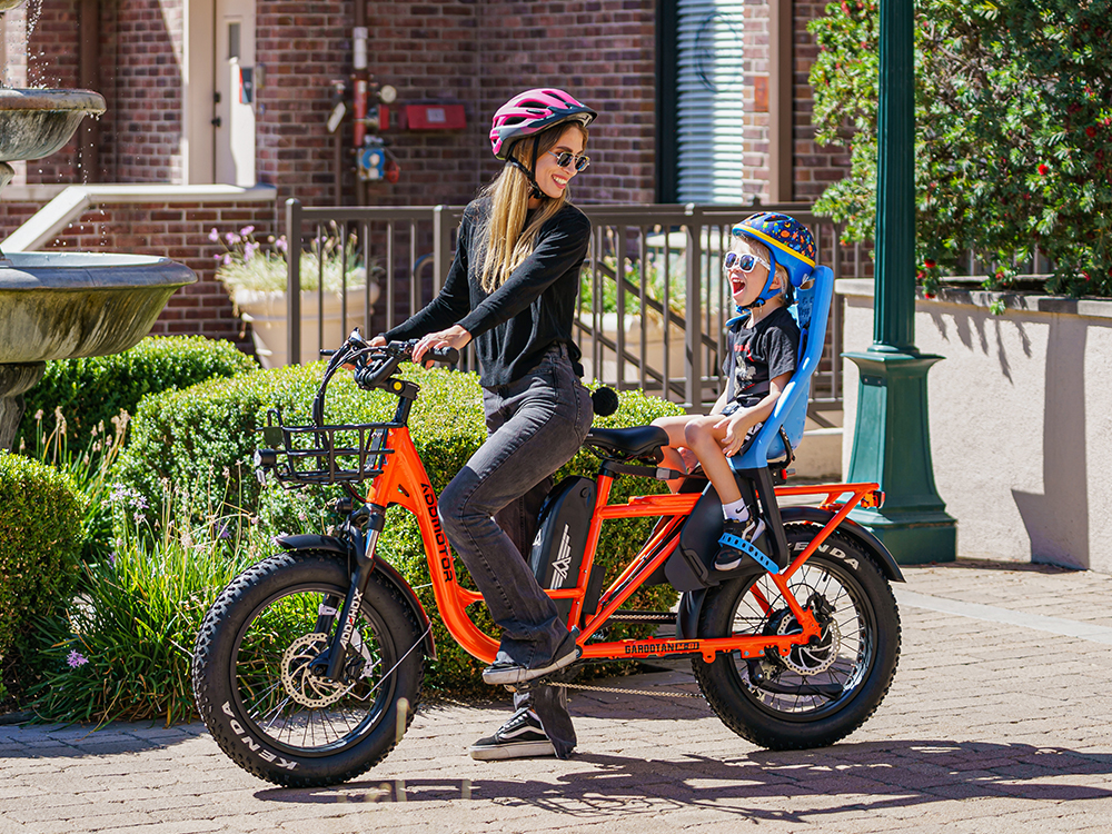 M-81 Step-thru Fat Tire Cargo Electric Bike carrying your kids Ride