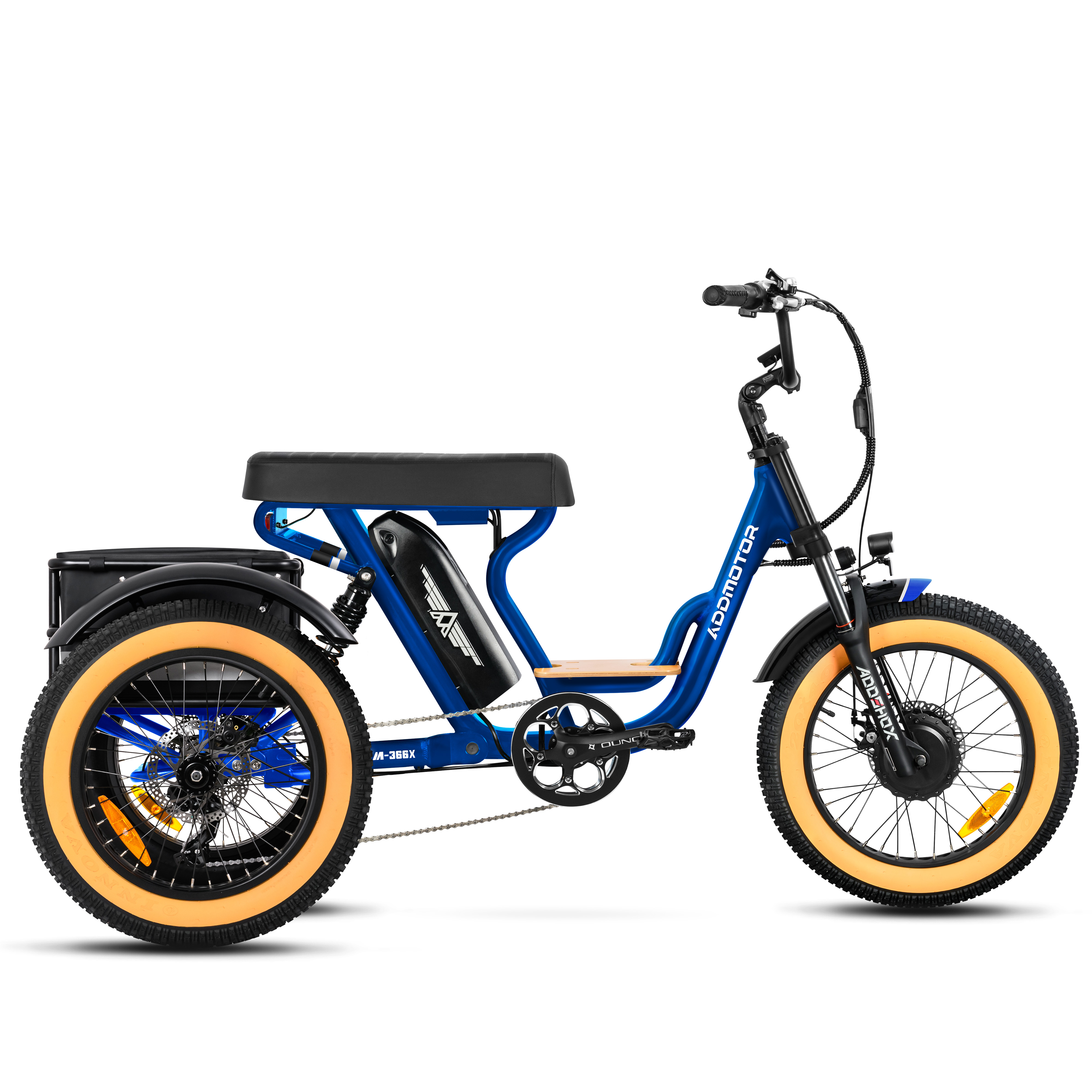 Addmotor Soletri M-366X Etrike for Adult - Fat Tire 3 Wheel Electric Tricycle for Two Person - Blue