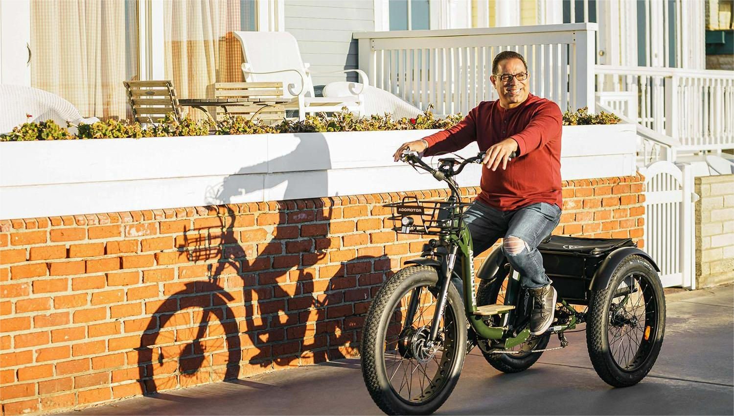 Grandtan Plus electric trike bike for adults in Army Green  Ride 