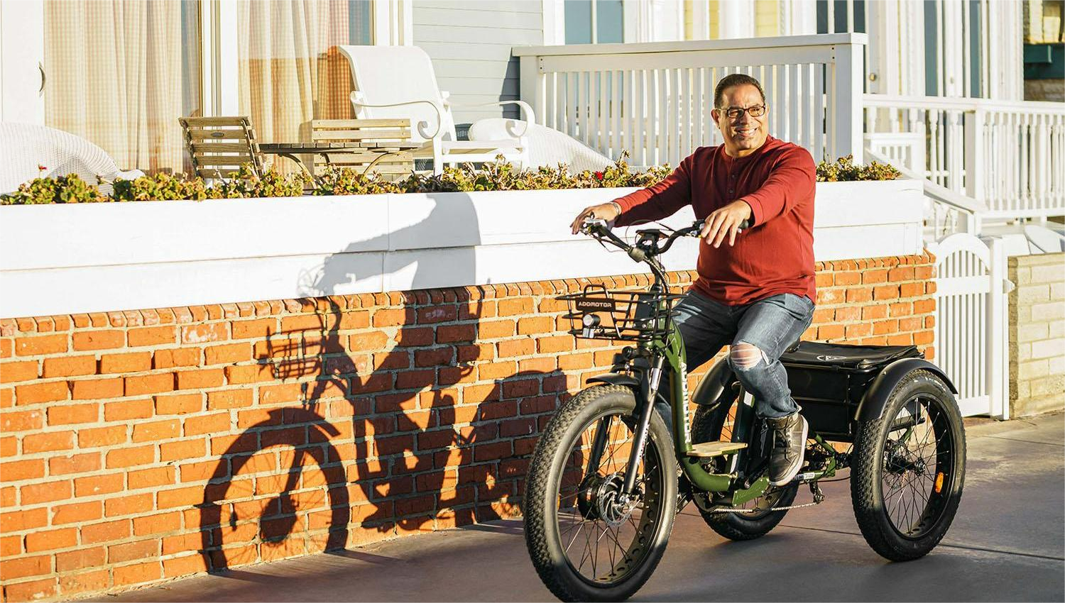 Grandtan Plus electric trike bike for adults in Army Green Ride