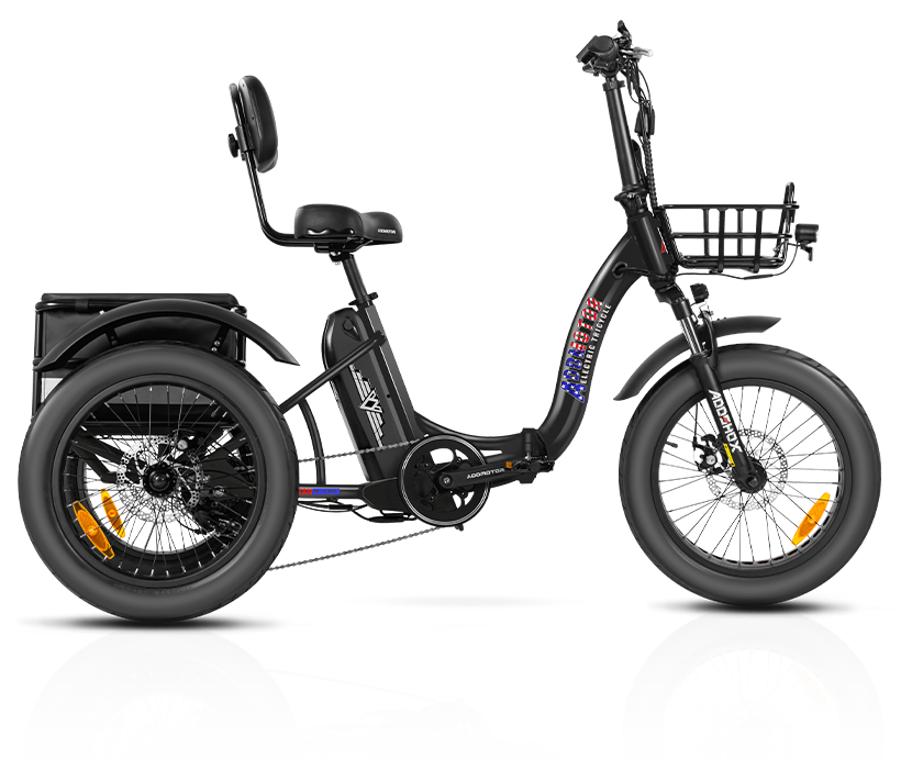 Triketan M-330F folding etrike on display in black color