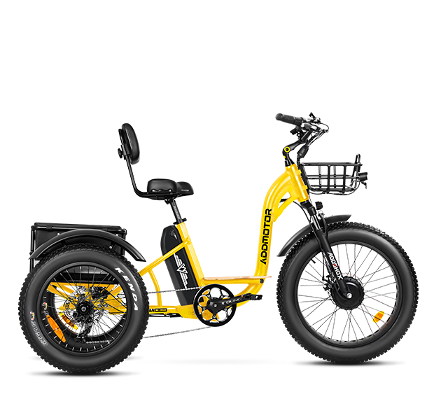 Addmotor Grandtan M-340 Electric Trike for Adults, Fat Tire 3 wheel ebike with 48V*20AH Battery for 85+ Miles, Electric Tricycle - Yellow