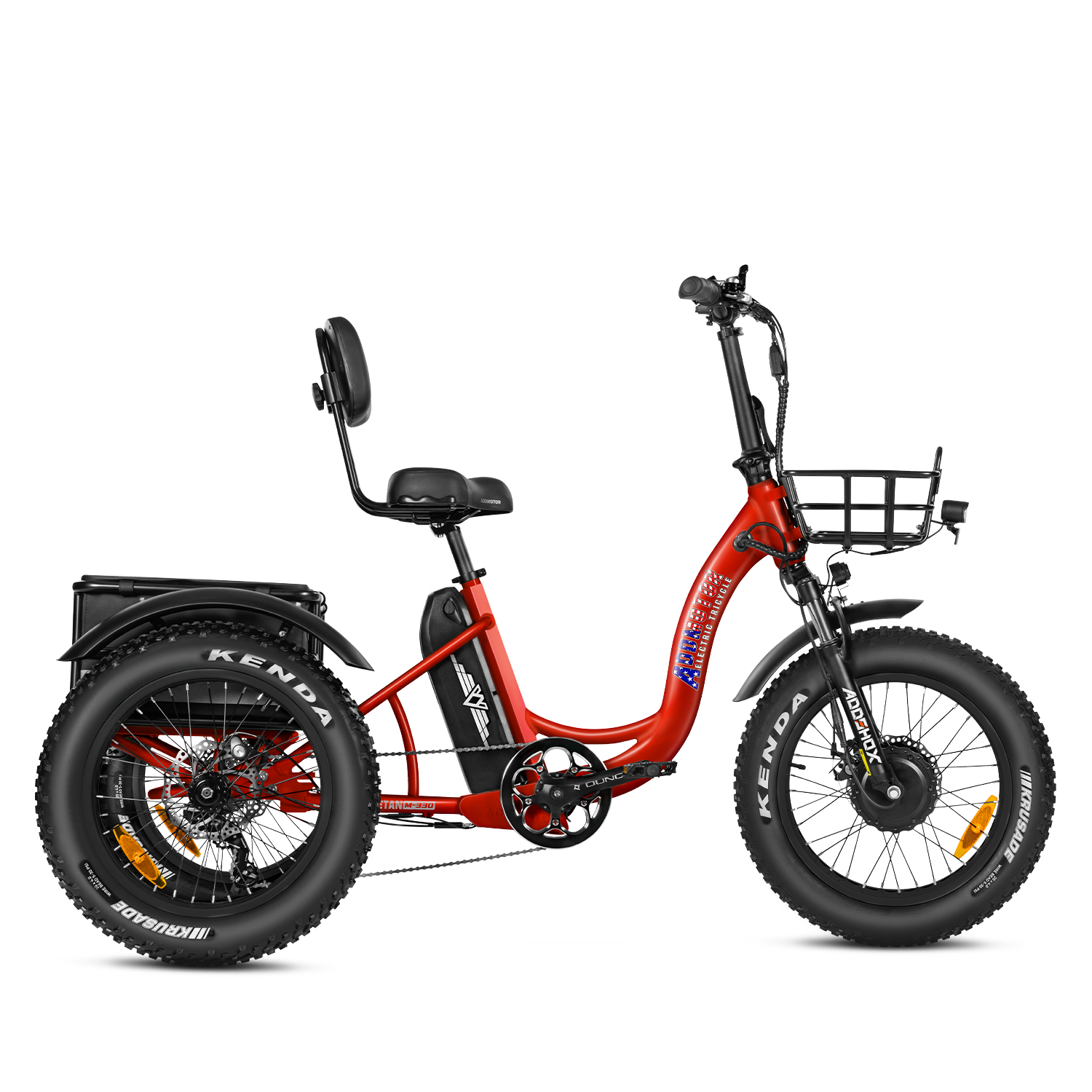 Addmotor Triketan M-330F Folding Electric Trike 2023 Electric Tricycle for Adults, 750W Rear-mounted Motor, Parking Brake In E-trike, Candy Red