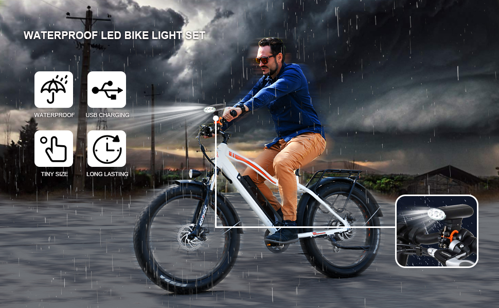 waterproof led bike light set