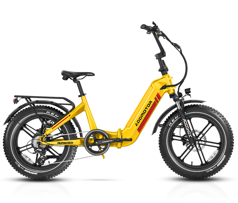 yellow M-160 folding electric bike