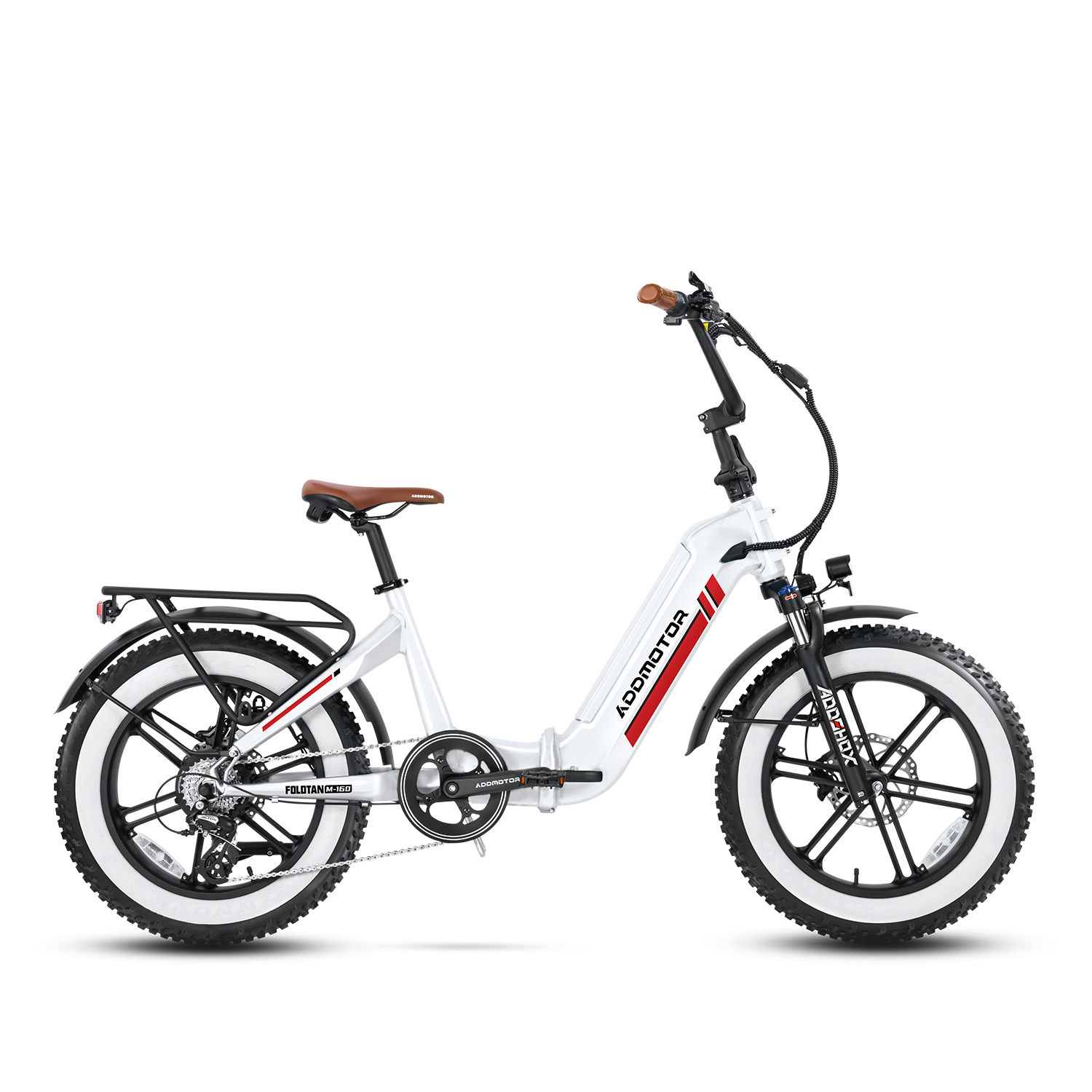 Addmotor Folding Ebike with Fat Tire Foldtan M-160 Built-In Battery Folding E-Bike, White