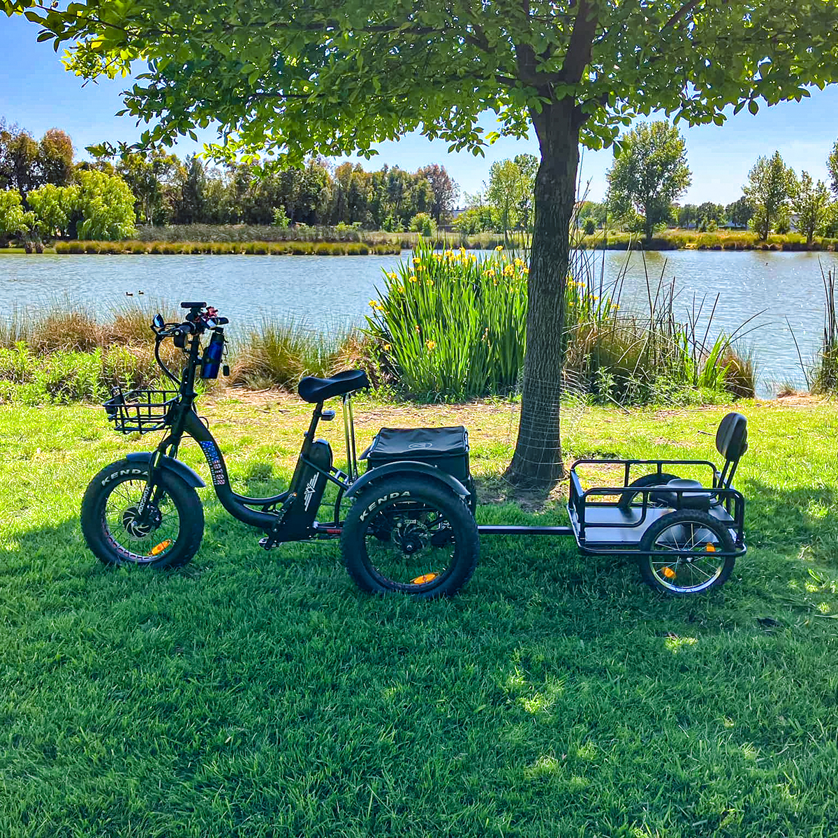 M-330 step-thru fat tire electric trike in Black