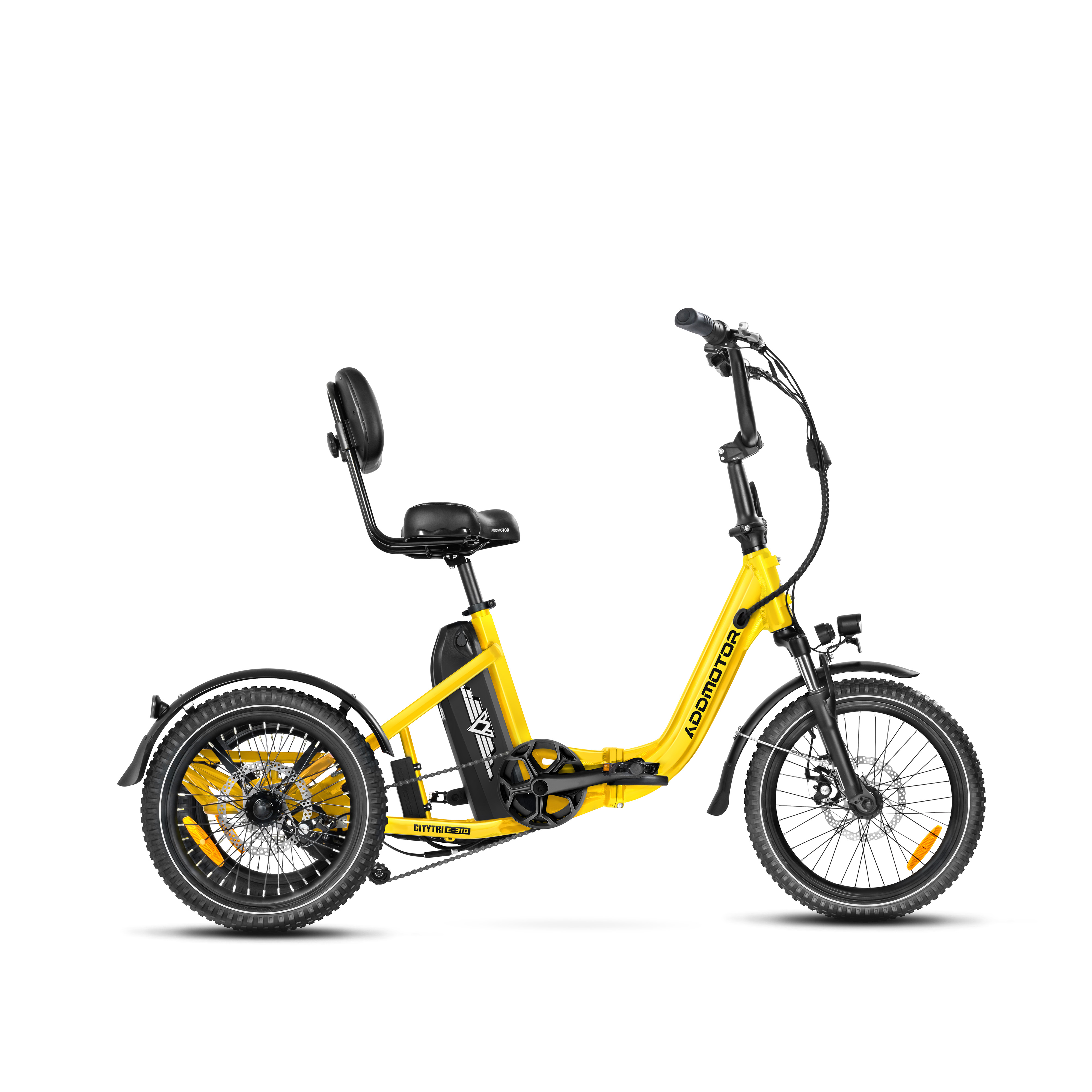 Addmotor Citytri E-310 Mini Electric Trike with 750W 20Ah Best Electric Tricycle Under $2000 Up To 90 Miles - Yellow