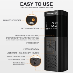 Practical Electric Tire Pump - LCD Display, Durable LED Light, Convenient One-Touch, Swift Charging, Auto Inflation Stop, All-In-One Accessory Bundle
