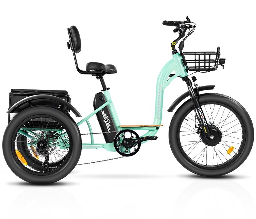 cyan green grandtan city adult 3 wheel electric bike