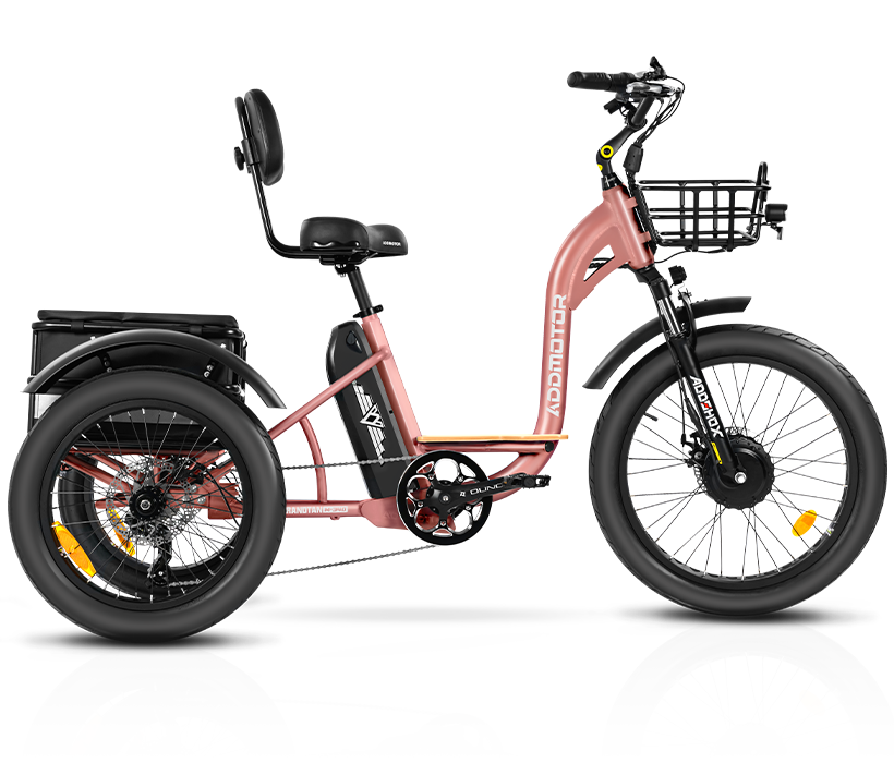 rose gold grandtan city 3 wheel electric trike