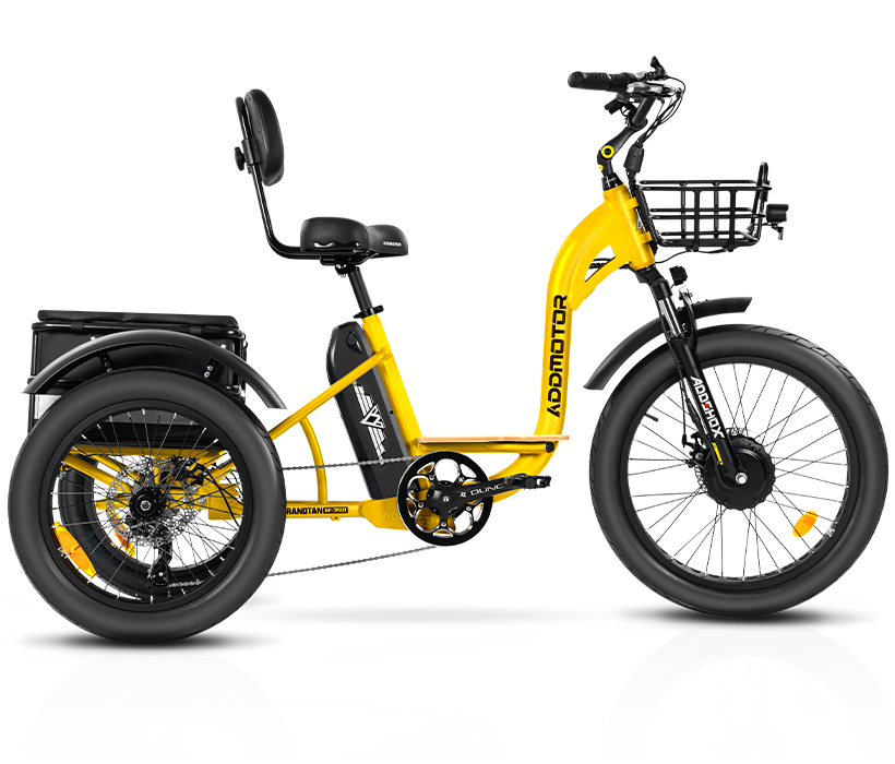 yellow grandtan city electric bike trike