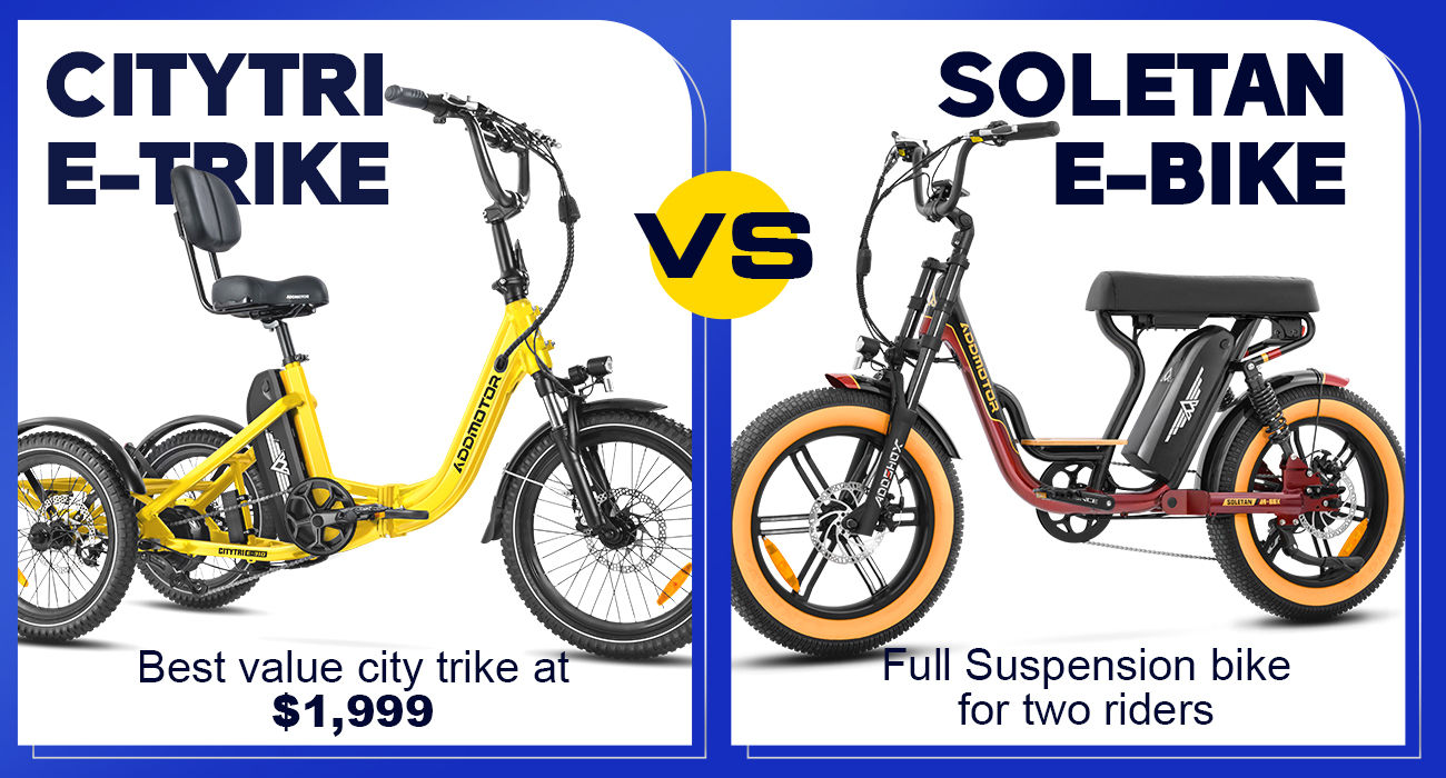 Citytri E-310 Electric Trike VS  SOLETAN M-66X Full Suspension Electric Moped Bike