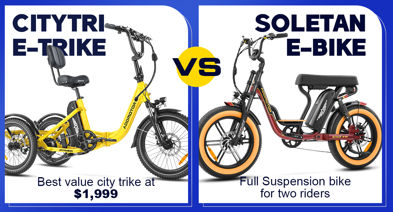 Citytri E-310 Electric Trike VS SOLETAN M-66X Full Suspension Electric Moped Bike