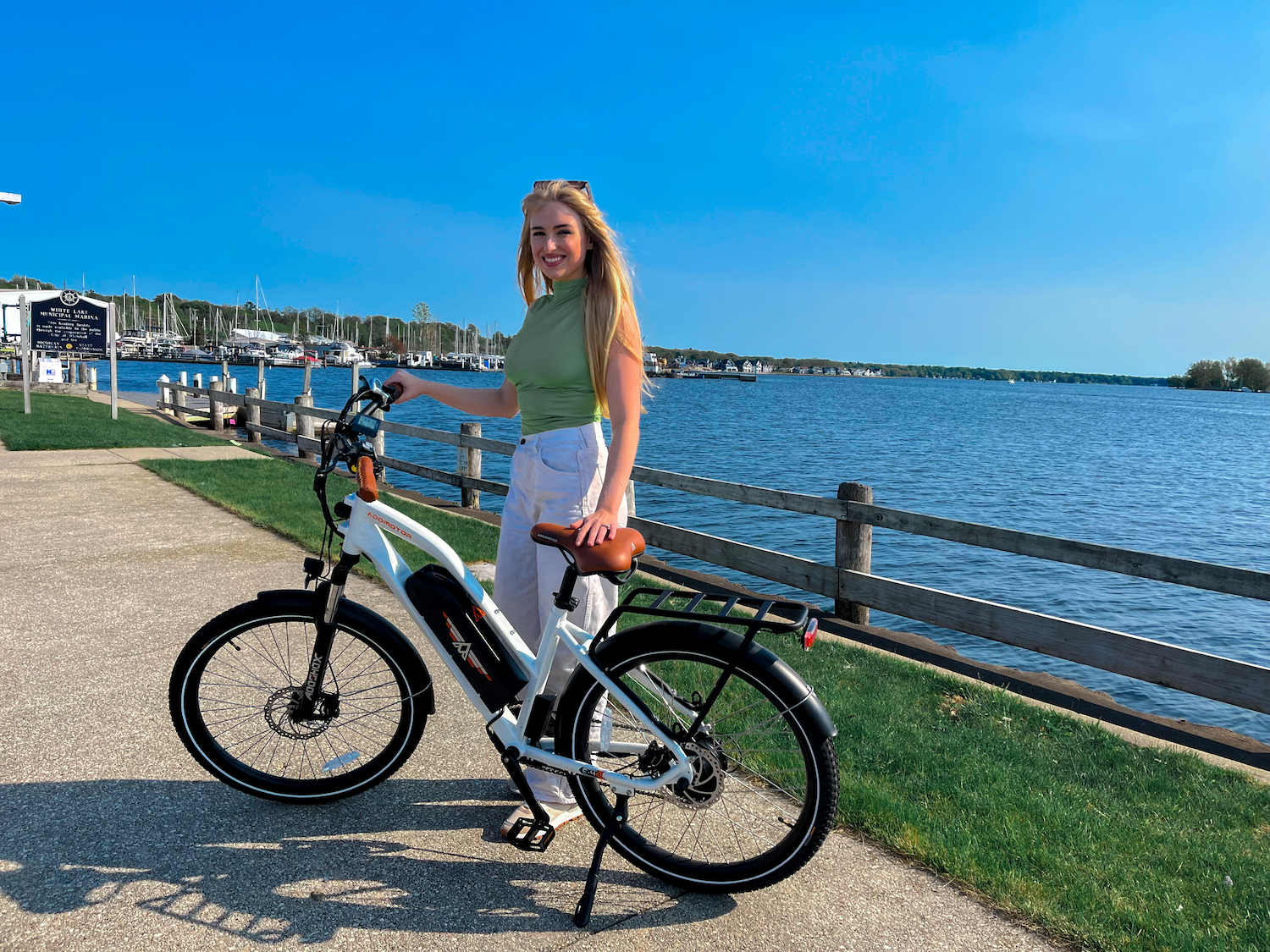 CityPro E-bike Step Thru Urban Citypro Electric Bike, Pearl White