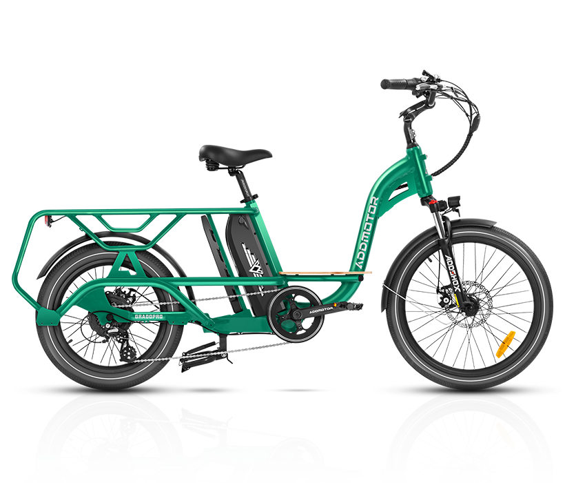 green Step-thru Fat Tire Electric Cargo Bike GRAOOTAN