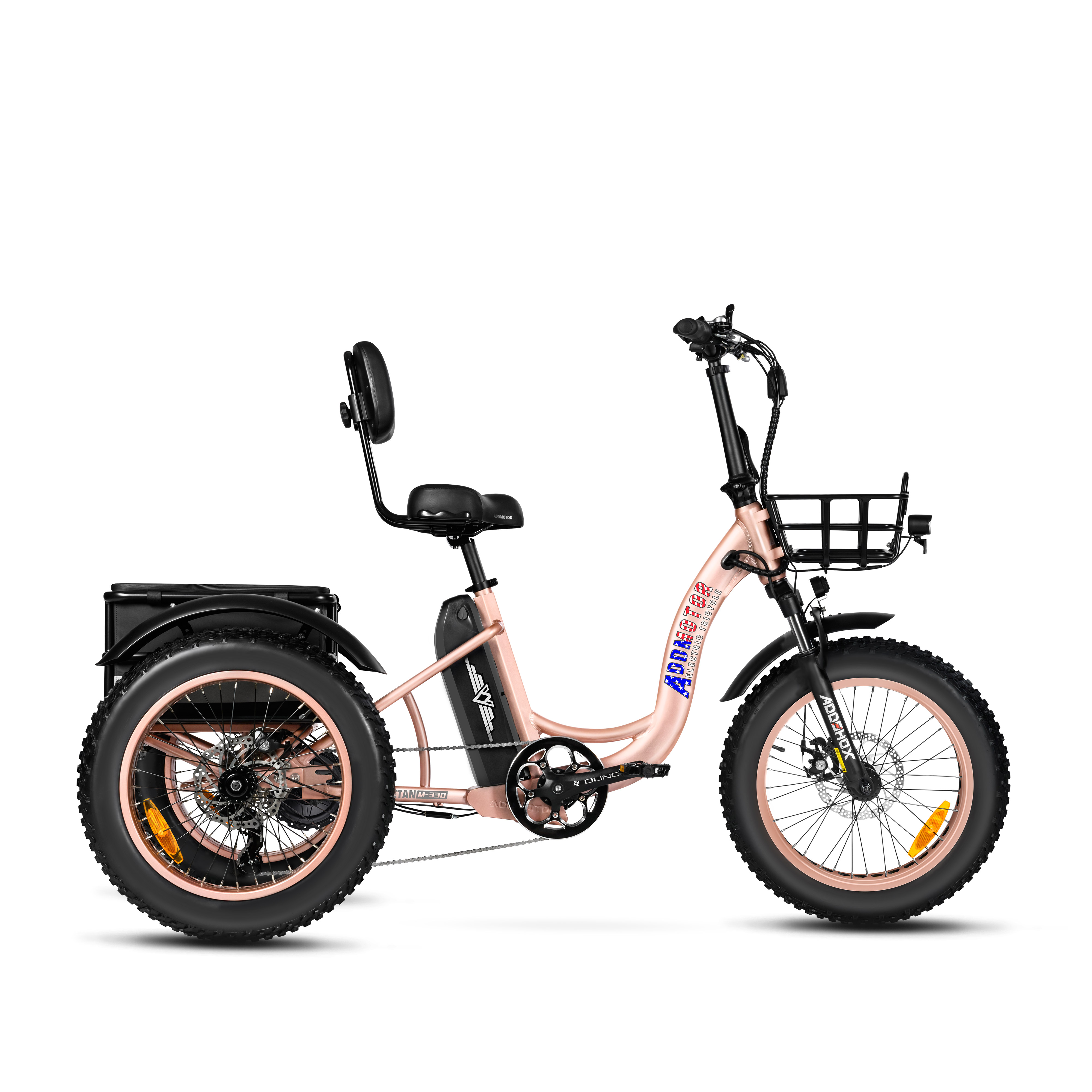 Addmotor Triketan M-330 II Electric Tricycle for Adults 2024 20" Step-Thru Electric Trike for Adults with 750W Rear Motor, Rose Gold