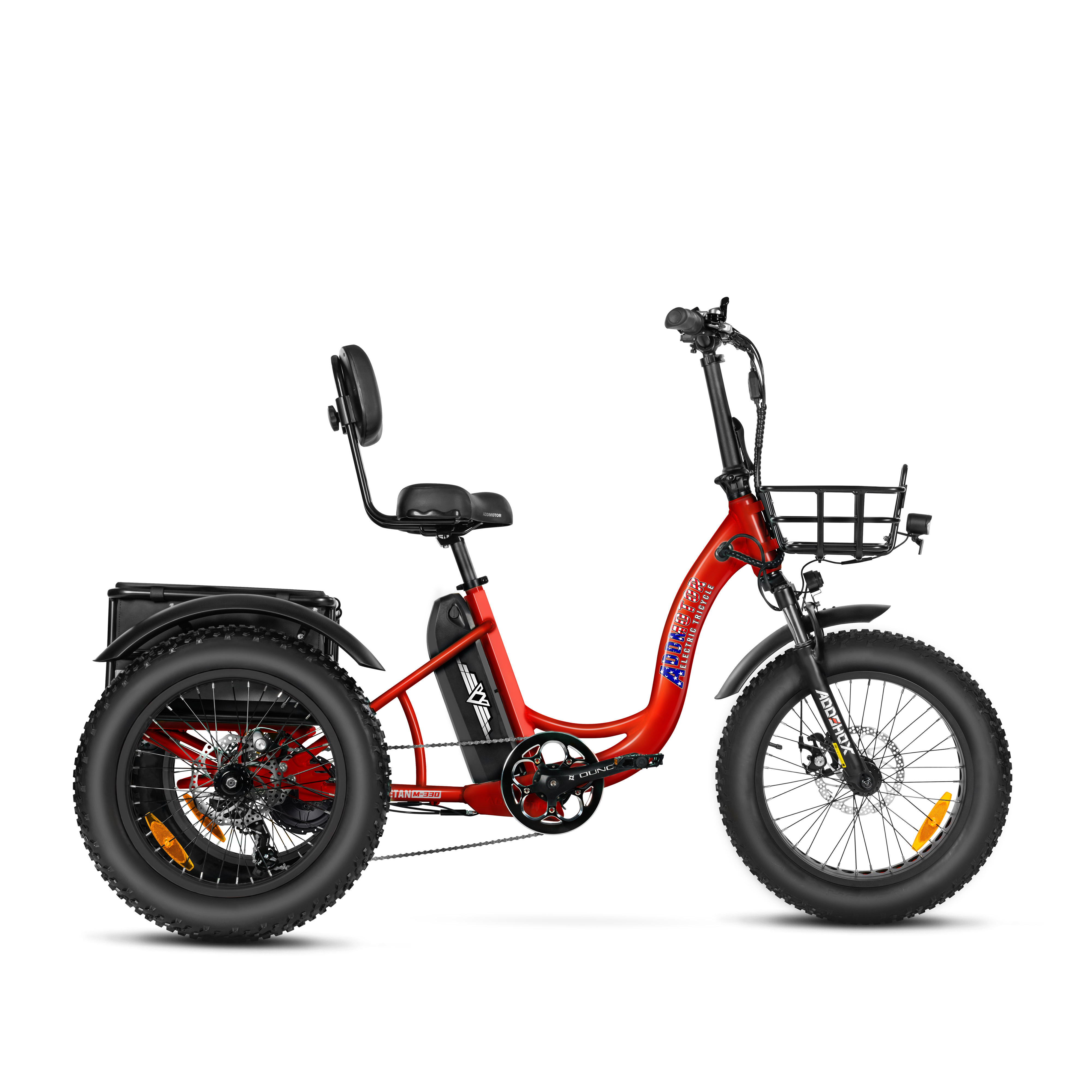 Addmotor Electric Trike Triketan M-330 II 2023 Step-Thru Fat Tire Electric Trikes for Adults with Cool and Modern Design, Candy Red