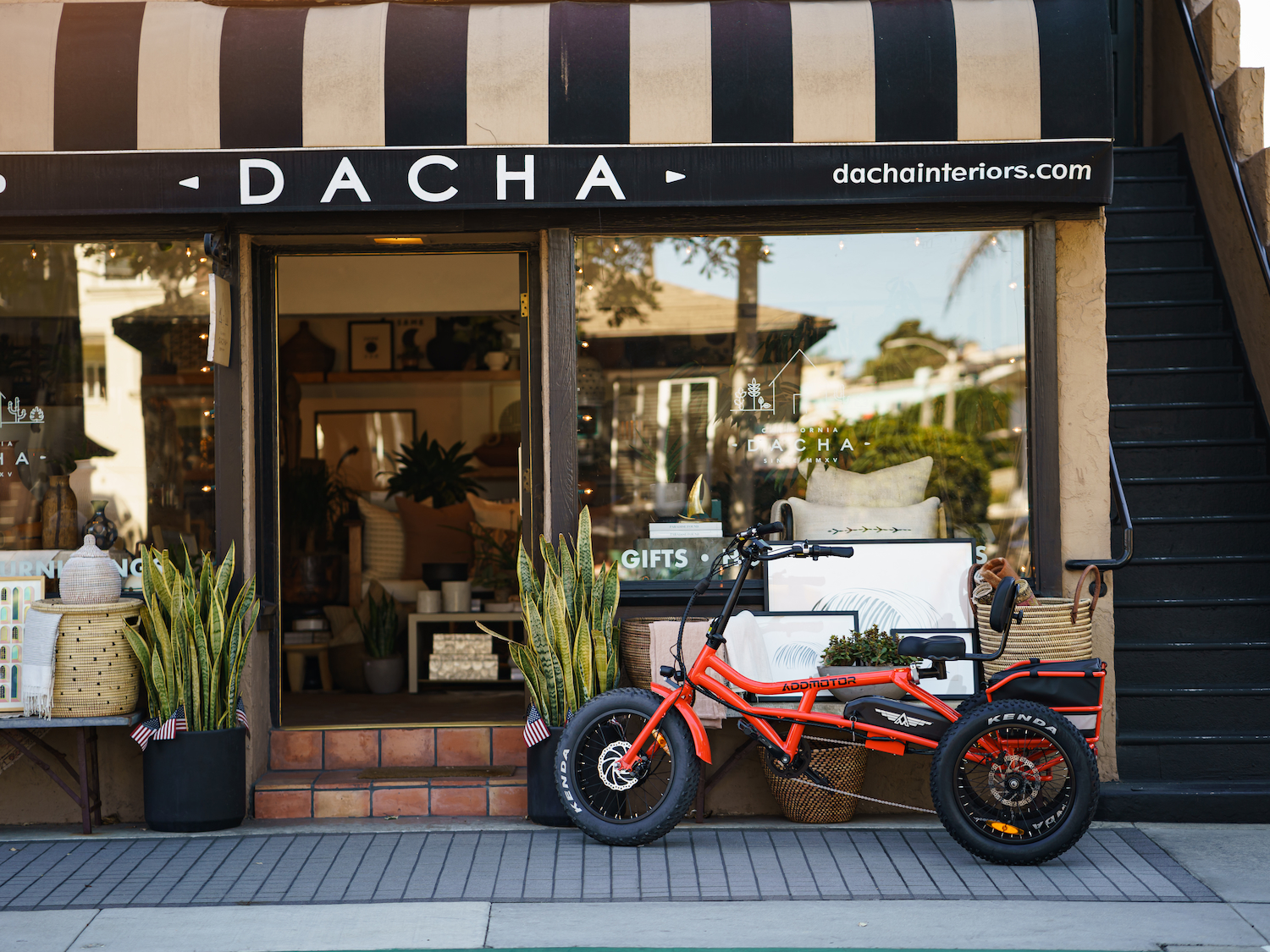 m-360 semi-recumbent fat tire electric trike for adults in Orange